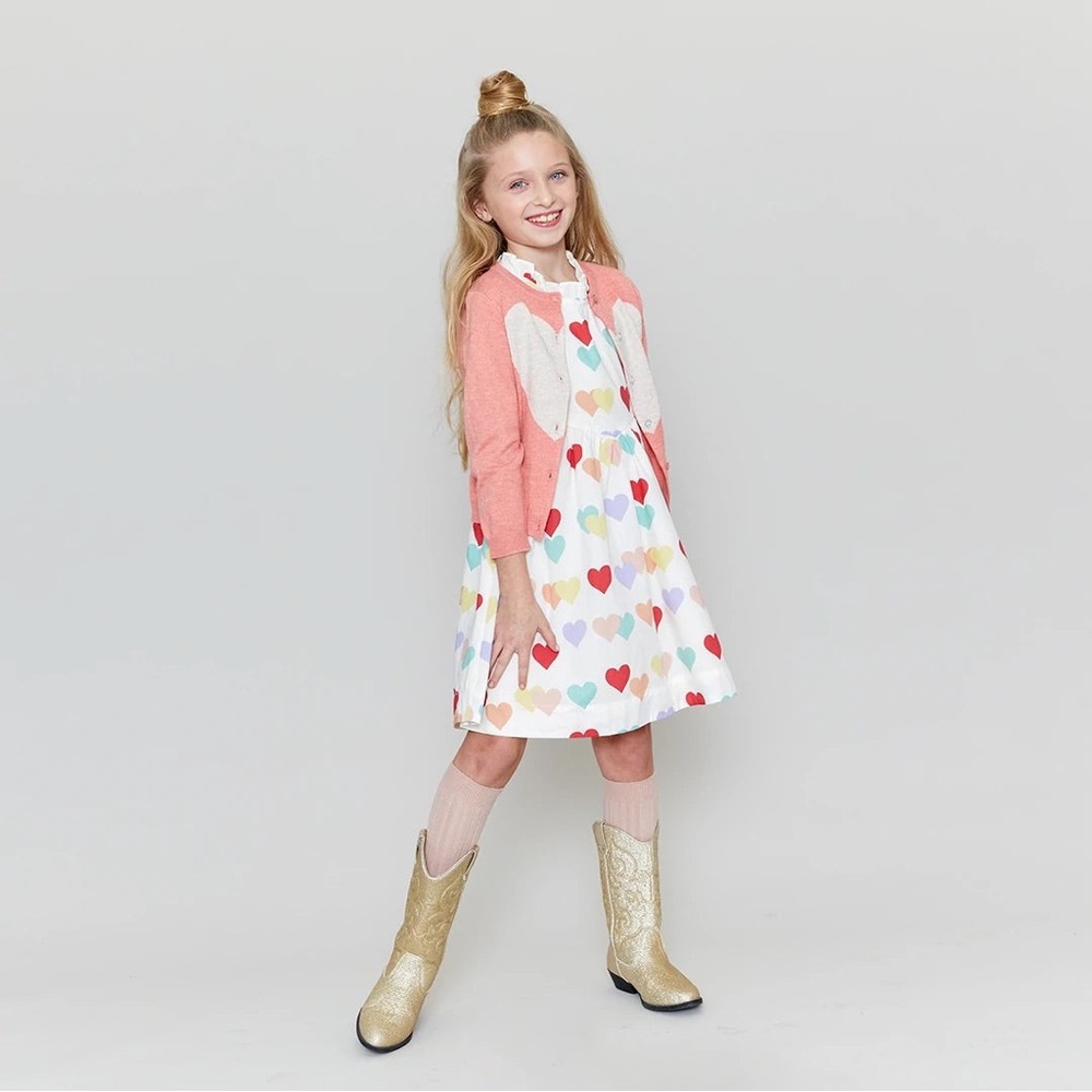 Pink Chicken dress ❤️ Colorful Heart Print Dress with Ruffles